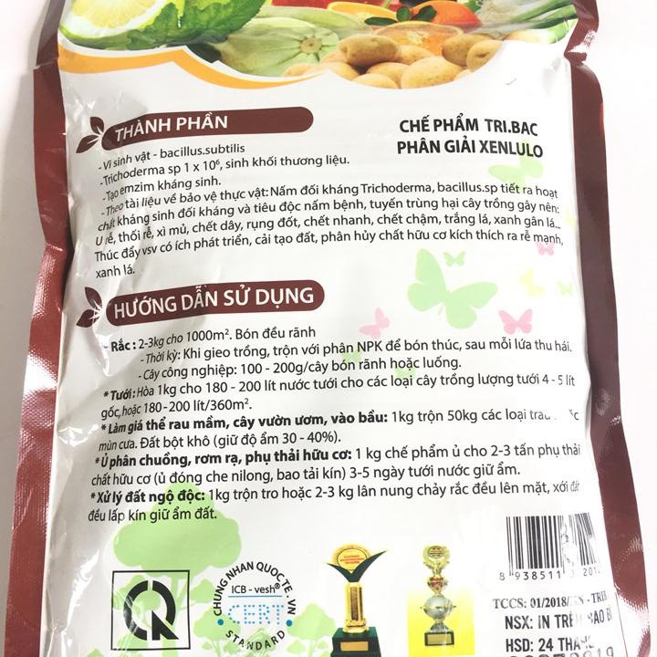 Chế phẩm hữu cơ Trichoderma Bacilius Cánh Buồn Vàng gói 1kg, diệt nấm đối kháng, tăng hiệu lực đối kháng cho cây trồng.