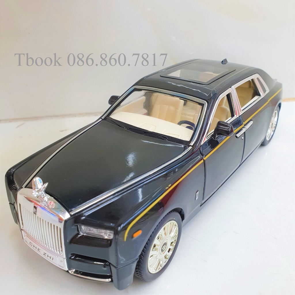 Mô hình xe ô tô Rolls-Royce Phantom VIII tỉ lệ 1:24 Chezhi đẹp như xe thật, thiết kế tinh xảo màu Đen, Trắng, Đỏ