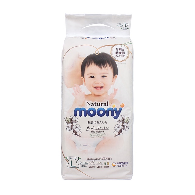 Moony natural tã dán size L 38 miếng (9-14kg)