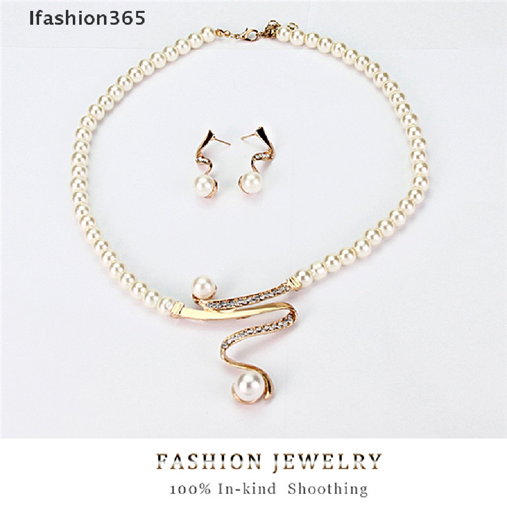 Bộ Vòng cổ + bông tai đính ngọc trai giả 365 cho cô dâu