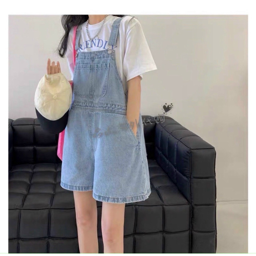 QUẦN YẾM JEAN nữ QJ03❤️ Quần Sooc Jean Denim dạng yếm dáng ngắn Ulzzang Hàn Quốc Molly Fashion