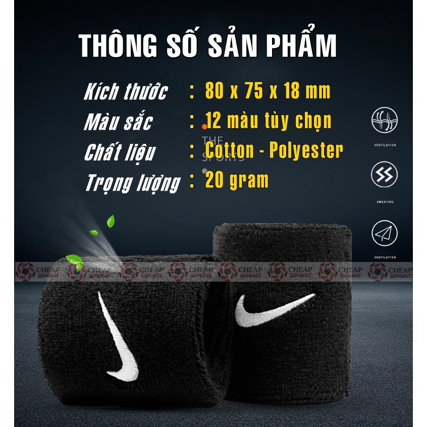 Băng Đeo Cổ Tay Nike Thấm Mồ Hôi Chất Liệu Cotton Mềm Mại Thoáng Khí Bảo Vệ Khi Chơi Thể Thao, Tập gym