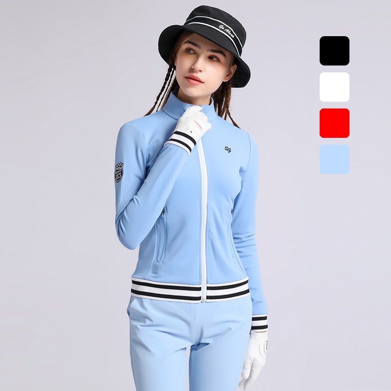 Áo Khoác Thể Thao Đánh Golf Dài Tay Mềm Mại Chống Gió Giữ Ấm Phối Khóa Kéo Thời Trang Nữ