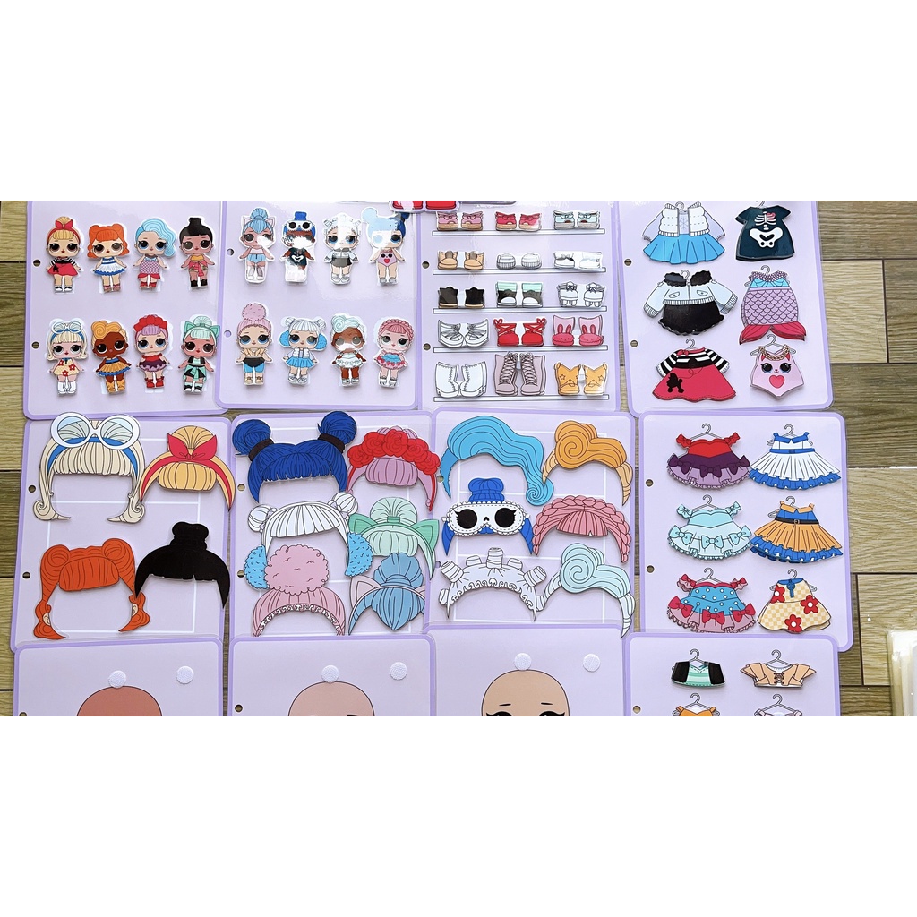 Sách bóc dán Búp Bê Thời trang LOL, quà tặng sinh nhật cho bé gái , Học liệu bóc dán Thay đồ cho ChiBi Búp bê thời trang
