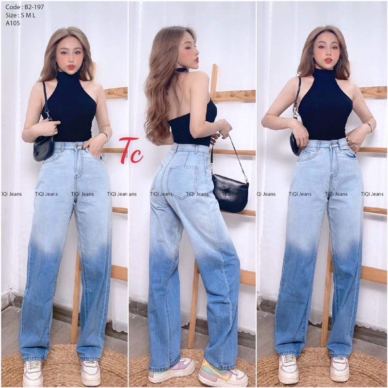 Quần bò xuông loang xanh TC