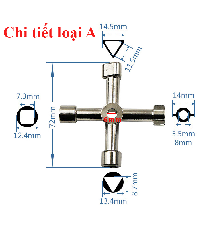 Bộ 02 loại chìa khóa mở các loại tủ kỹ thuật, tủ điện, tủ nước, tủ thang máy, tủ rack, tủ thông tin thông dụng