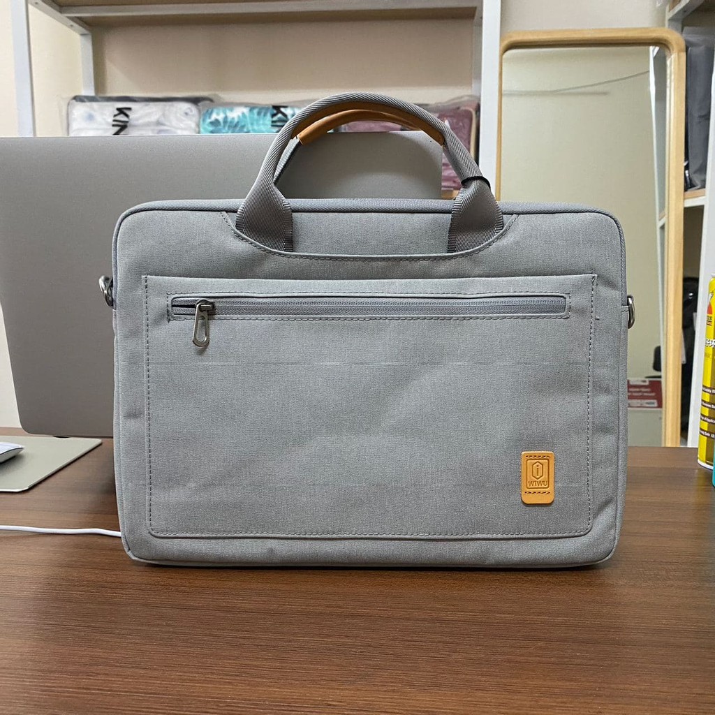 [Cam kết chính hãng] Túi xách + Cặp đeo WIWU Pioneer Shoulder cho Laptop/UltraBook - 13/14/15/17.3 inch (Màu xám)