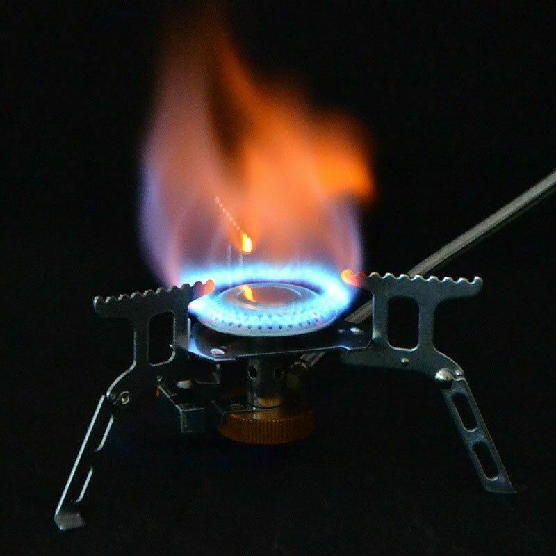 Folding Mini Camping Gas Stove Lightweight Gas Burner Small Backpacking Hiking Mini Propane Cooker