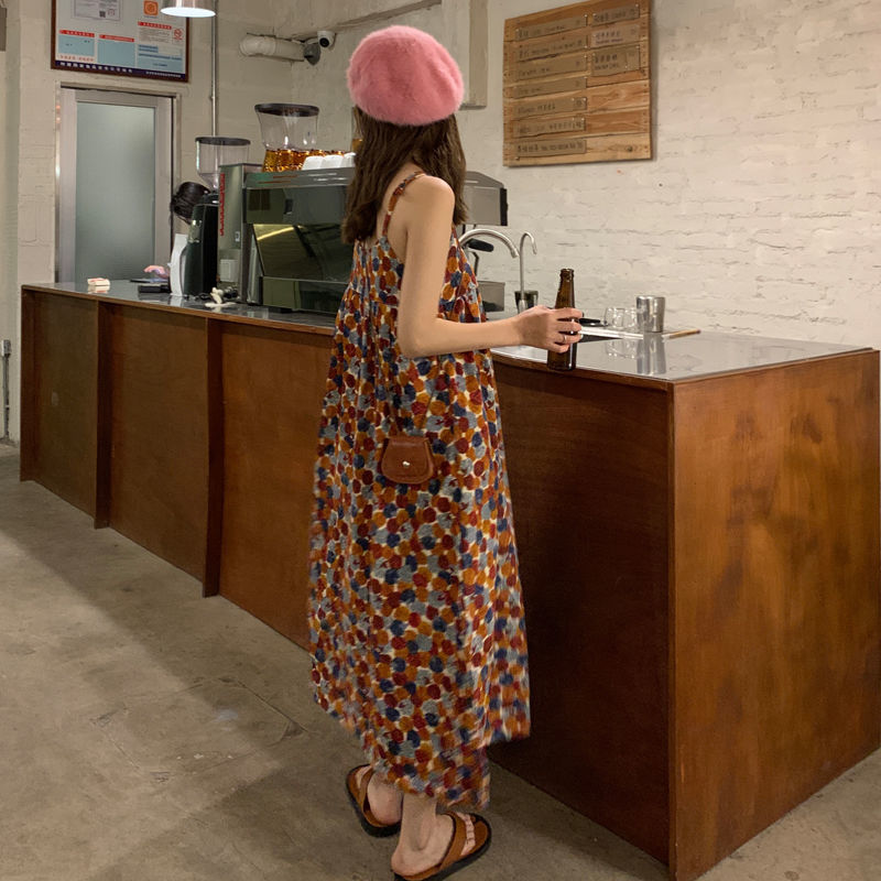 Đầm hoa hai dây phong cách Retro Pháp ngọt ngào gợi cảm