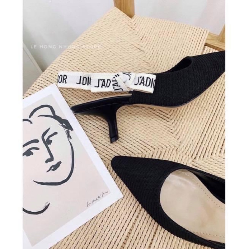 Giày sandal/cao gót nữ hở eo quai dior mũi nhọn bệt mềm êm chân