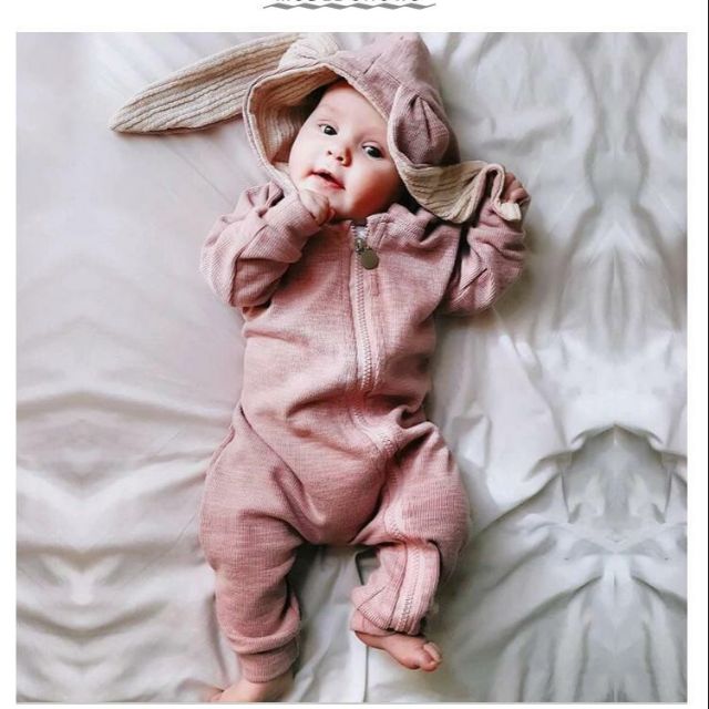 Body thỏ dài tay khóa kéo cho bé trai/bé gái