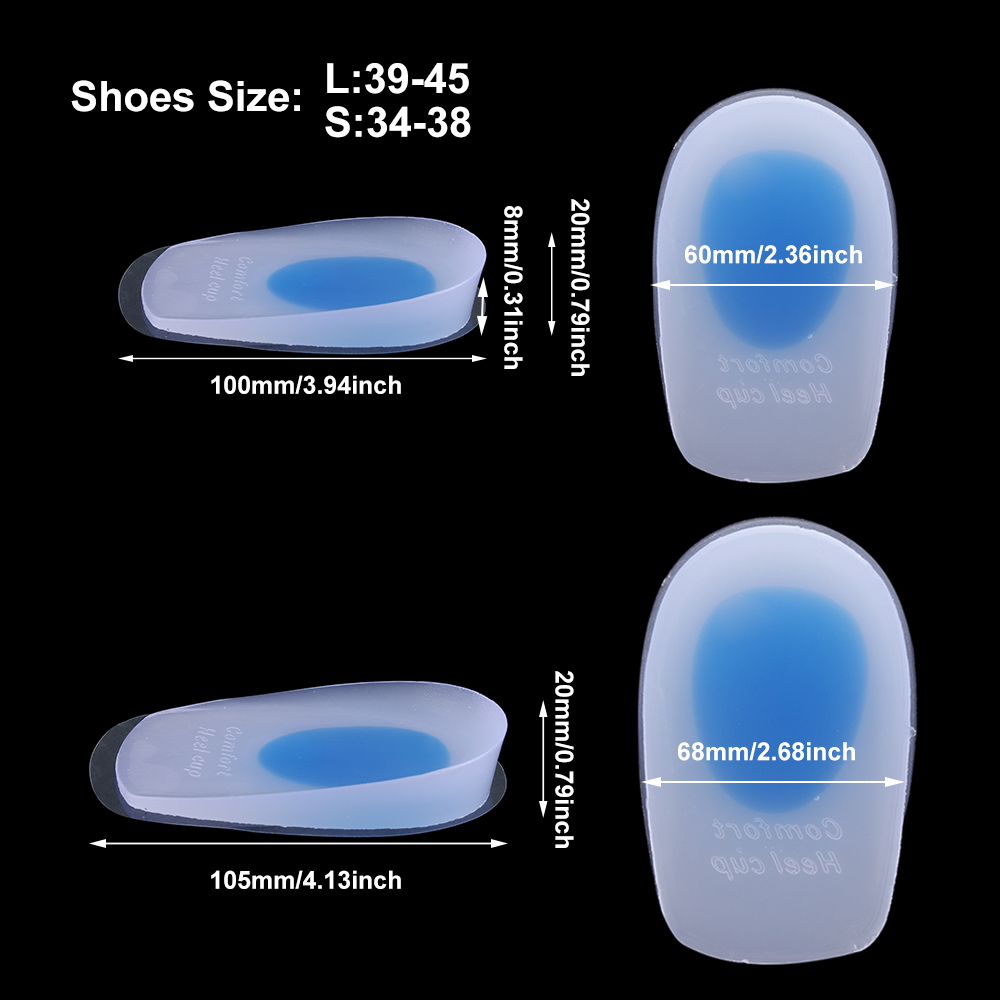 PATH Men Heel Cushion Silicone Gel Shoe Pad Sport  Insoles Support Feet Care Woman Relieve Foot Pain Protectors/Multicolor