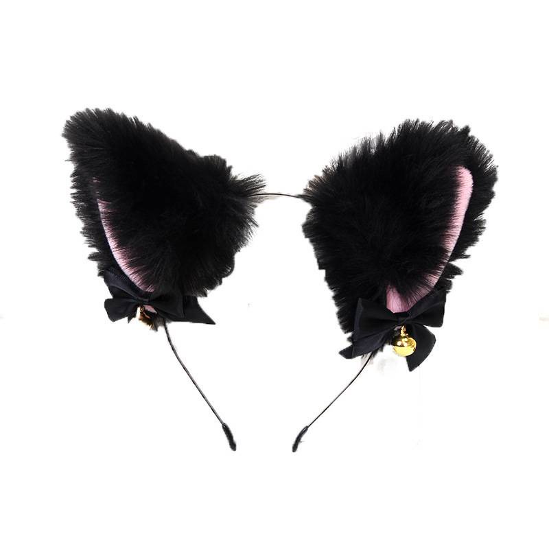 Cài tóc hình tai mèo hồ ly bằng lông nhung làm dùng làm trang phục cosplay lễ halloween