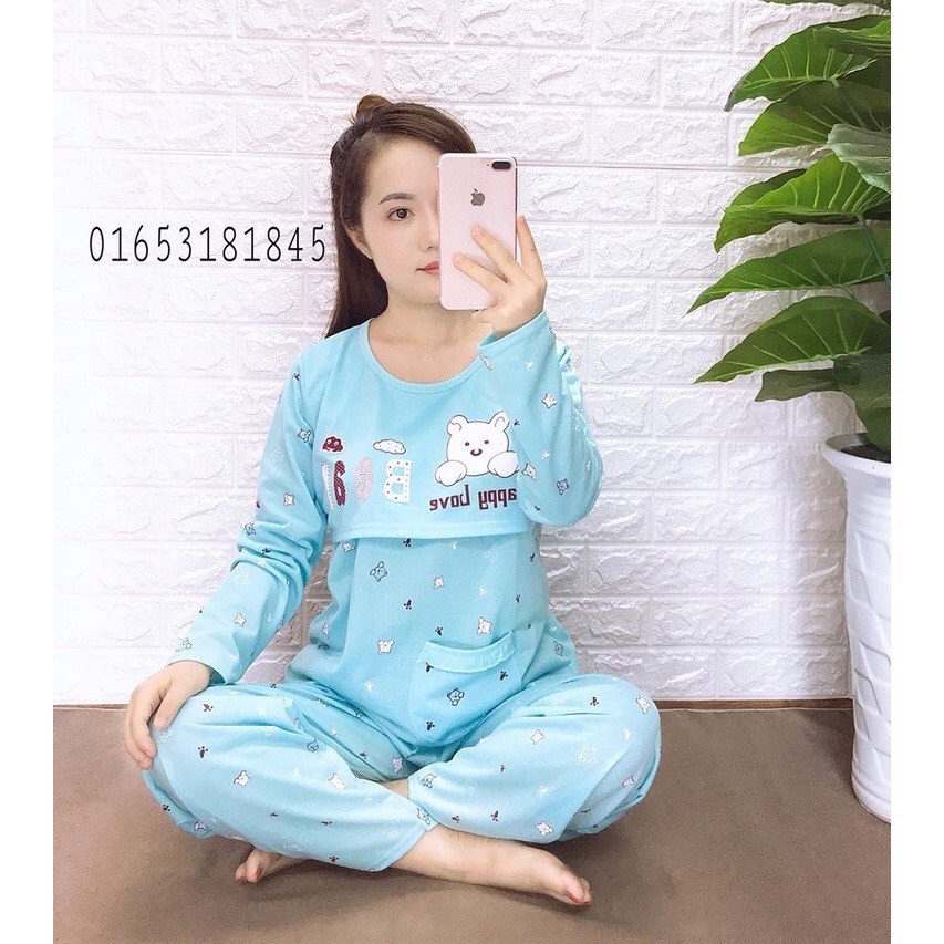 Bộ bầu - bộ sau sinh - cho con bú - chất liệu cotton
