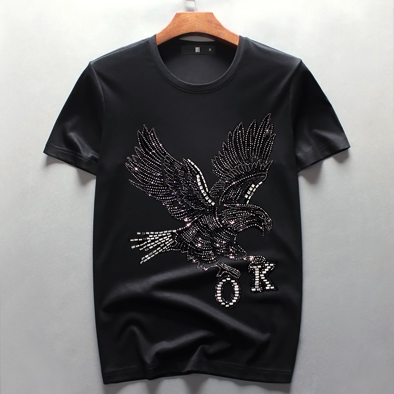 Áo Thun cotton Lụa Lạnh Cao Cấp Tay Lỡ In Chữ OK Lớn Thời Trang Châu Âu Cho Nam