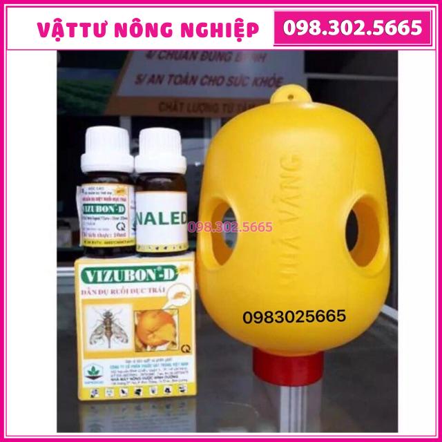 Combo lọ thuốc và 4 lồng bẫy ruồi vàng