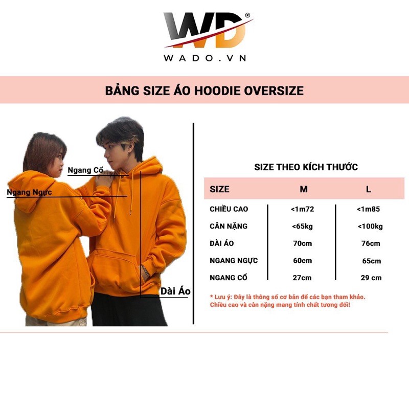 Áo hoodie đôi, hoddie cặp trơn basic Wado cho mùa thu đông dáng unisex form rộng nỉ bông