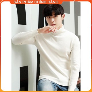 (HÀNG CAO CẤP) Áo len nam - áo len cổ lọ nam màu trắng, chất len lông cừu cao cấp AL11, kiểu dáng hàn quốc mẫu mới 202