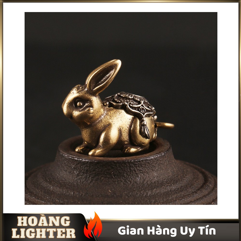 Tượng Đồng Phong Thủy Hình Thỏ, Trang Trí Đem Lại May Mắn, Móc Khóa Mặt Dây Chuyền (Kích Thước: 2 Size)