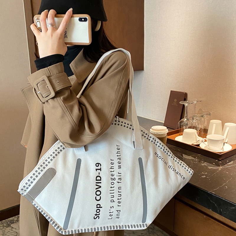 Túi đeo vai IELGY cỡ lớn hình khẩu trang phong cách phương tây dành cho nữ