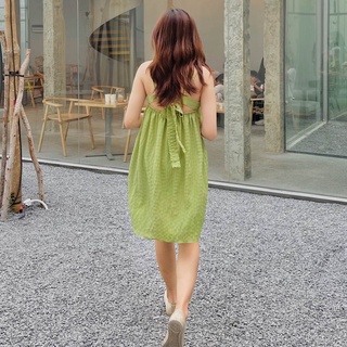 | 𝘽𝙇𝘼𝘾𝙆 𝙁𝙍𝙄𝘿𝘼𝙔 | Váy Fabric Holic 2 dây xanh cốm