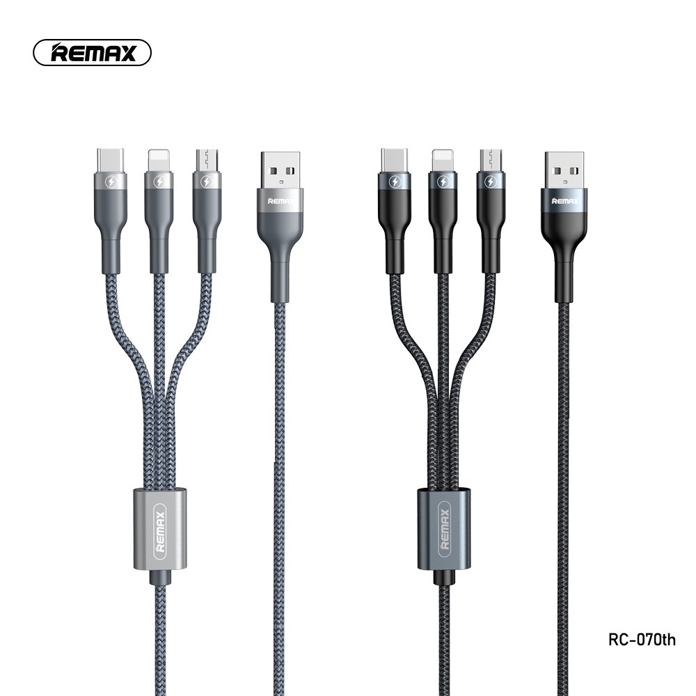 Cáp Sạc Remax 3 Đầu Remax Dây Dù Dài 1.2m - BH 6 Tháng - Hưng Long PC