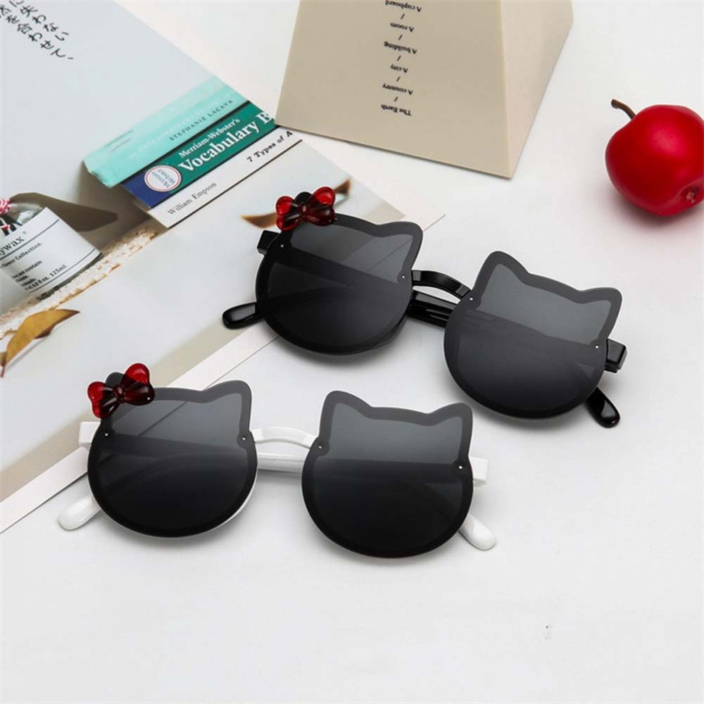 BACK2LIFE Sweet Cat Ears Sunglasses Cute Clear Lens Candy Color Eyewear Fashion Accessories PC Korean Personality Bow Children Shades/Multicolor
