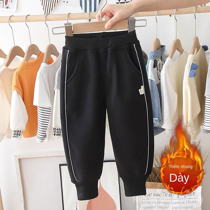 Autumn And Winter Sporty Boys Sport Pants Velvet Pants