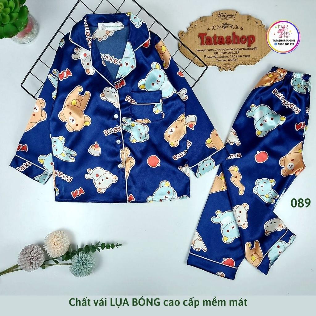 8 đến 42kg - Bộ pijama mặc ngủ cho bé trai bé gái size đại vải lụa bóng cao cấp 089
