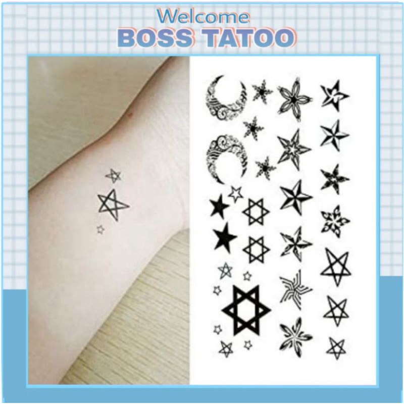Hình xăm dán tattoo mini ngôi sao nhỏ x077.Xăm dán Boss tatoo mini tạm thời, size <10x6cm