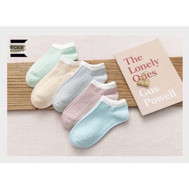 Tất vớ nữ cổ ngắn ECKE - tất vớ học sinh mỏng thoáng màu sắc pastel hoạ tiết gân phong cách Hàn Quốc dễ thương
