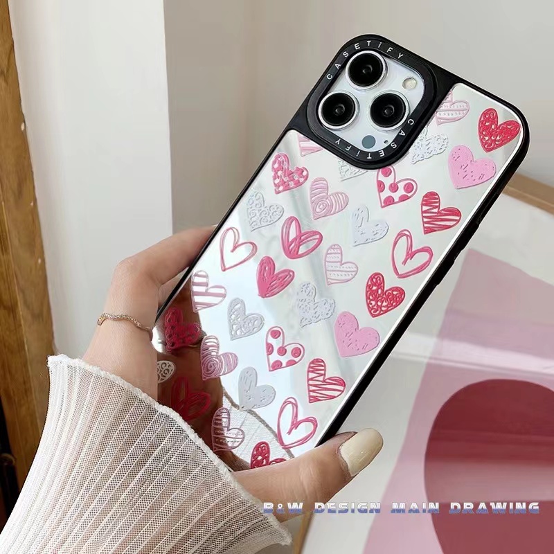 Ốp Điện Thoại Acrylic Cứng Tráng Gương Hình Trái Tim Chống Sốc Cho iPhone 13 12 11 Pro MAX XR IX XS MAX 7 8 Plus