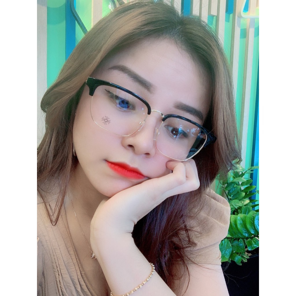 Gọng kính cận vuông A1003 phù hợp cả nam và nữ form mặt vuông, dài, góc cạnh kèm sẳn tròng 0 độ chống ánh sáng xanh | BigBuy360 - bigbuy360.vn