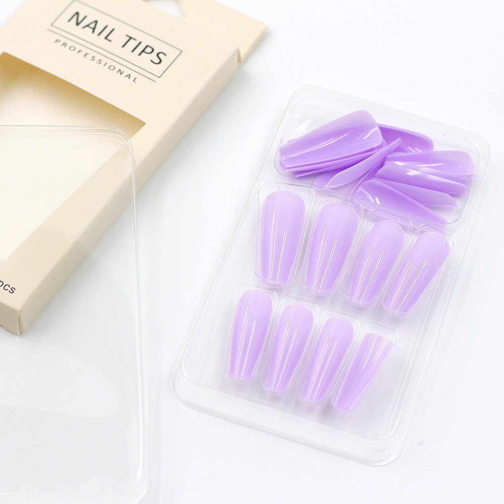 Bộ 24 Móng Tay Giả Màu Trơn/ Tự Nhiên Bao Phủ Toàn Bộ Móng Tay