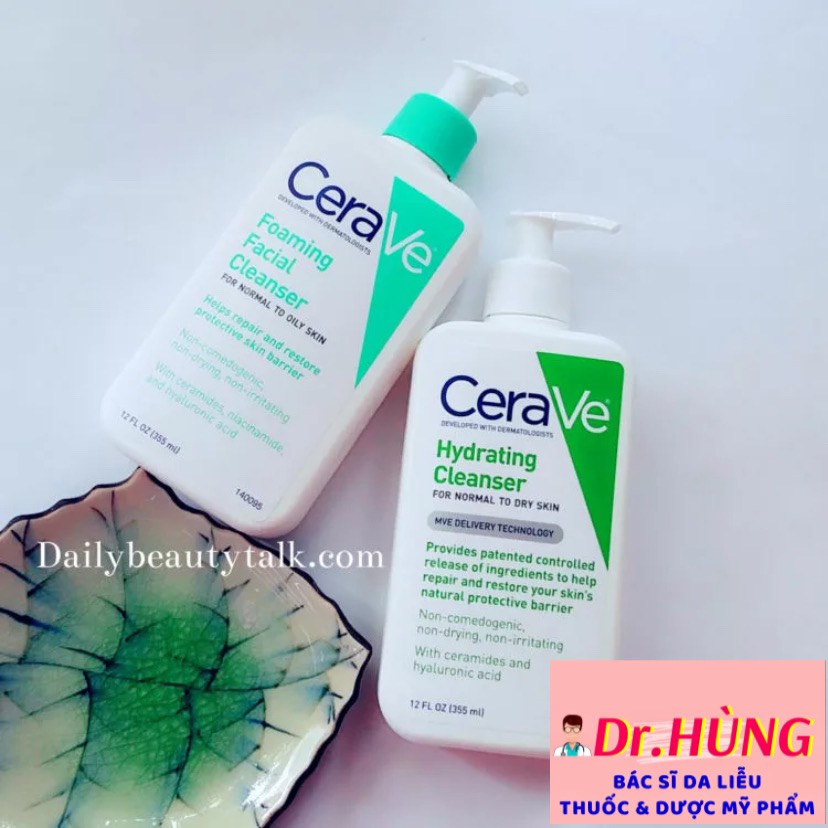 Sữa Rửa Mặt Dịu Nhẹ CERAVE Da Dầu,Da Khô Foaming Facial Cleanser Làm Sạch Sâu Bản Pháp Nội Địa 236-473 ml