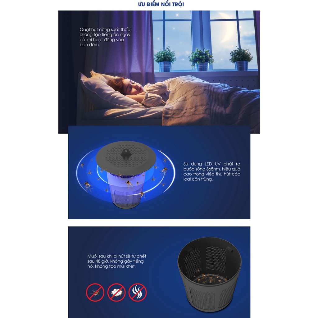 Đèn bắt muỗi Rạng Đông DBM01 công suất 5W Bảo hành chính hãng 1 năm