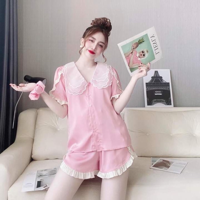 ❌CỔ 2 LÁ❌Đồ bộ đùi tiểu thư cổ hai lá, tiểu thư đùi cổ hai lá chất liệu satin ảnh thật kèm video