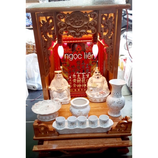 COMBO Bàn thờ thần tài gỗ xoan kích thước 42cm x 61cm