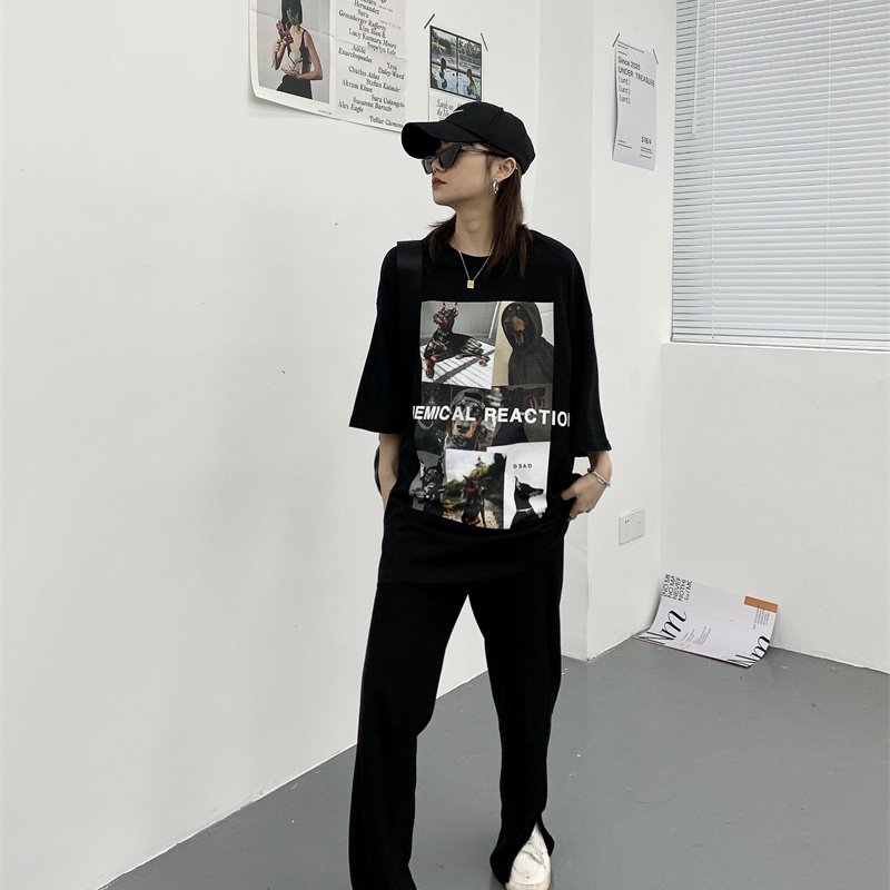 Áo Thun Ngắn Tay Cổ Tròn In Họa Tiết Vintage Phong Cách Mỹ Cho Nữ