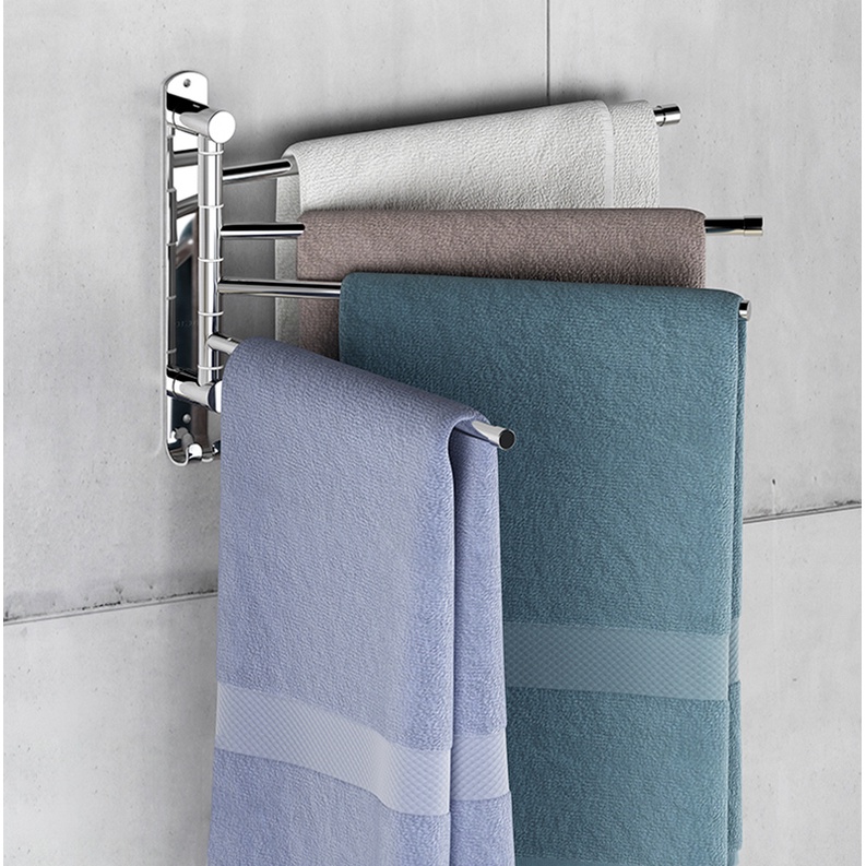 Kệ Treo Khăn GIHOME Inox 304 Khoan Tường, Thanh Treo Khăn Nhà Tắm Đa Năng Xoay 180 Độ