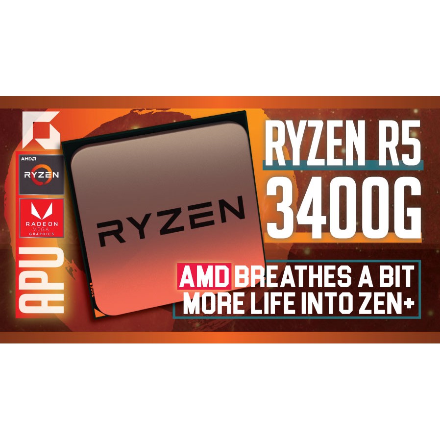 Bộ xử lý AMD Ryzen 5 3400G 3.7 GHz (4.2 GHz with boost) / 6MB / 4 cores 8 threads) Bảo hành 36 Tháng