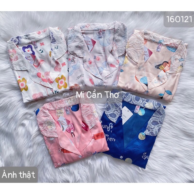 [L-XL-2XL] Pijama LỤA LATIN tay lở 2 túi, túi quần sâu, Mi Cần Thơ NoBrand