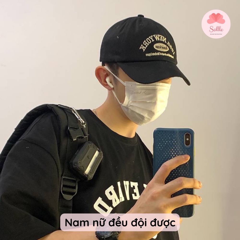 Nón lưỡi trai kết nam nữ unisex xanh lá thêu chữ American cá tính Hàn Quốc Sollle