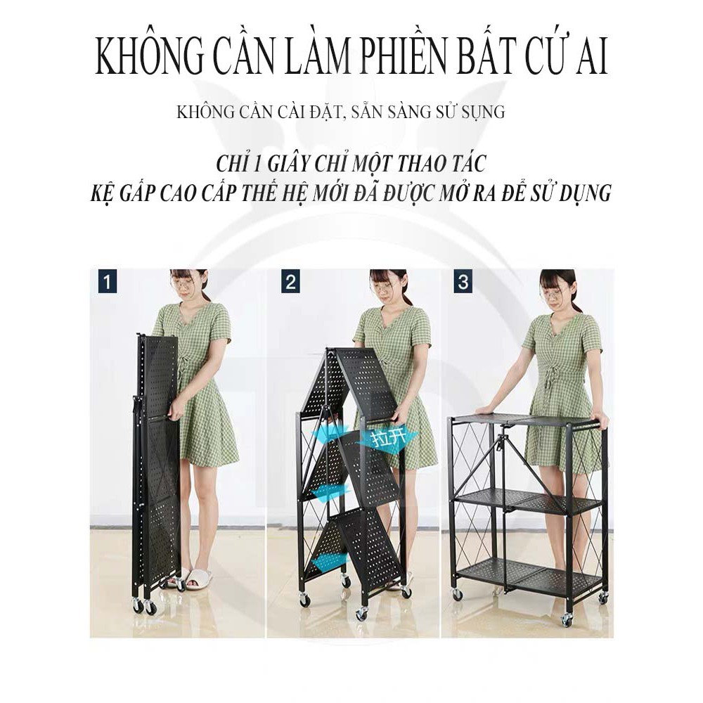 KỆ ĐỂ ĐỒ Đa Năng Gấp Gọn, KỆ phân Tầng CAO CẤP Thông minh CÓ BÁNH XE SIÊU TIỆN Lợi