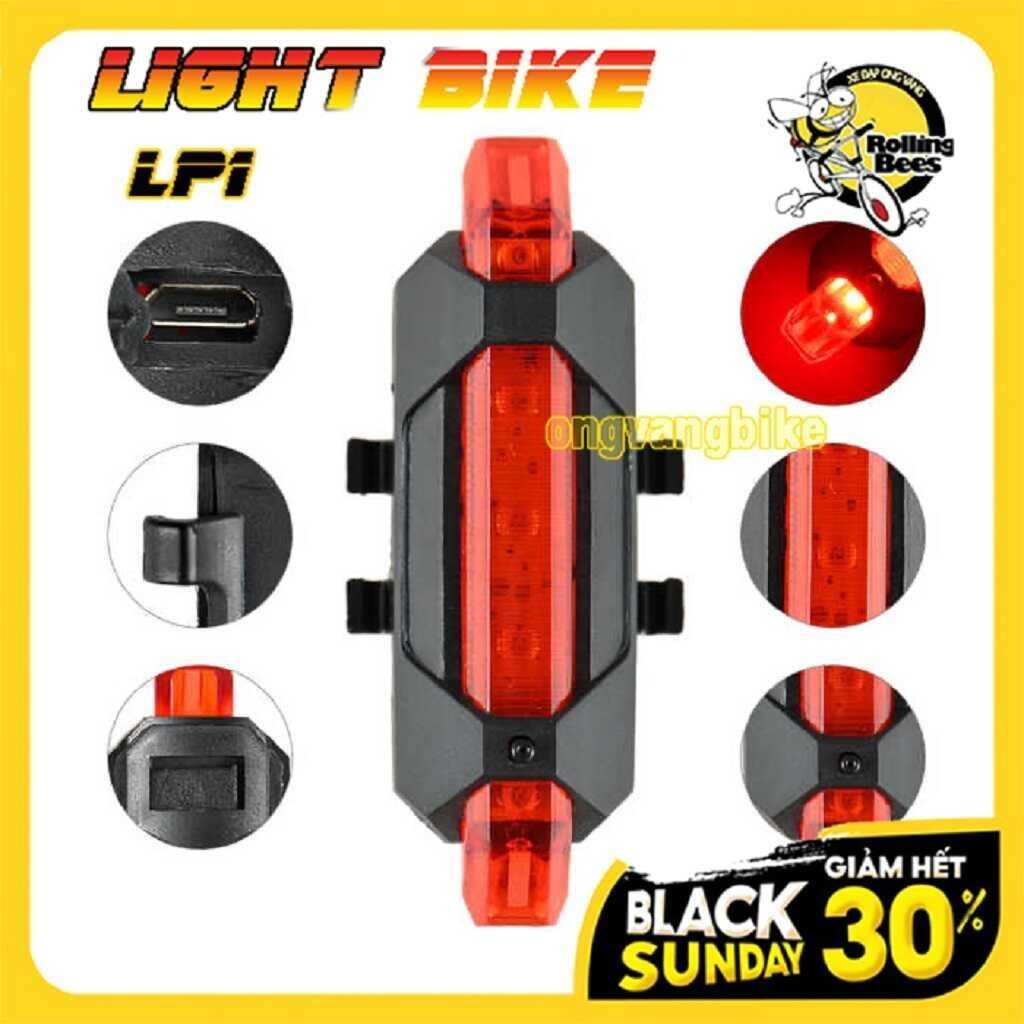 Đèn LED, Đèn Hậu, Đèn Đuôi Xe Đạp thể thao... Hoạt động bằng PIN sạc Micro USB