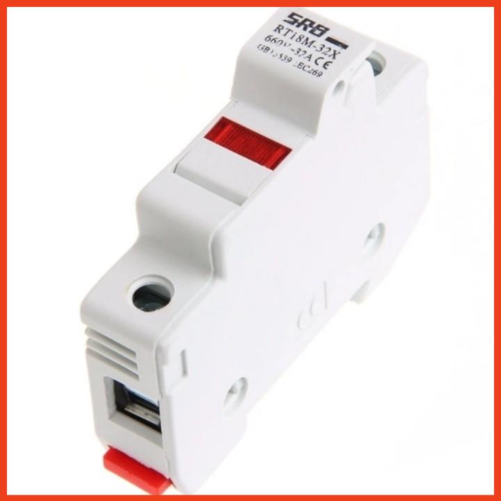 Bộ đế cầu chì sứ RT18-32X có đèn giá rẻ gồm vỏ chì và ruột chì sứ loại 1 pha và 3 pha