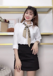 Áo sơ mi thắt nơ HÌNH THẬT 100%
