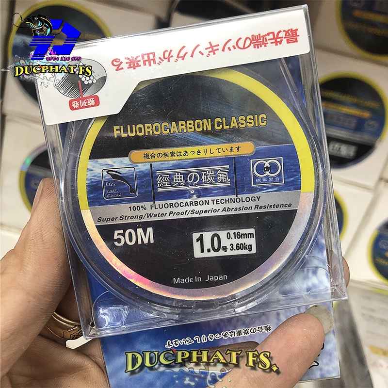 Cước Fluorocarbon 50m trắng làm thẻo câu đài, câu đơn. Hàng chính hãng made in japan.