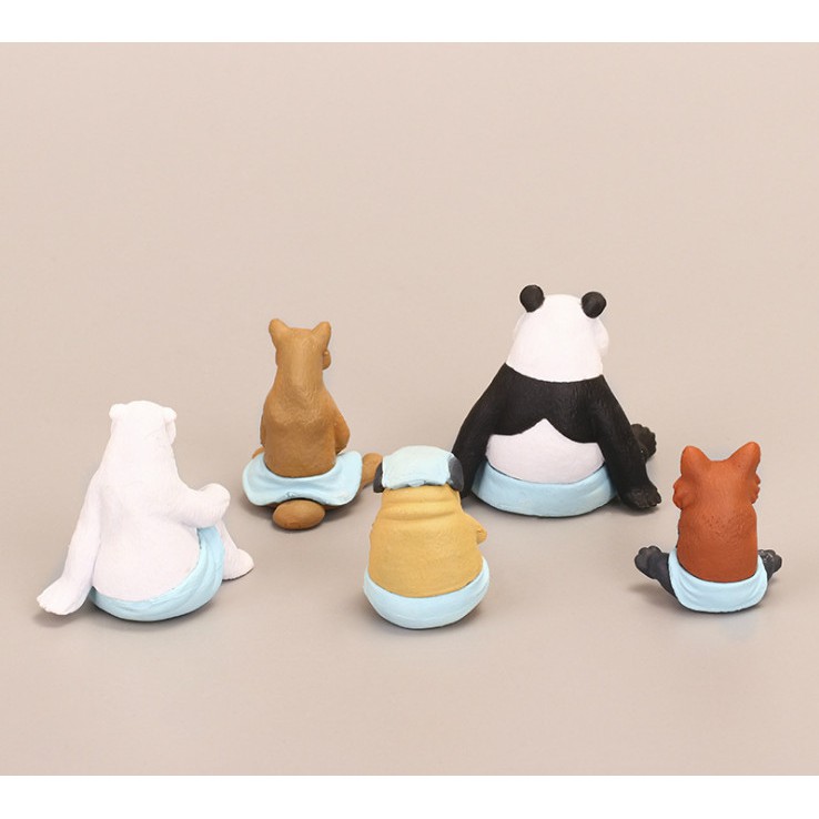 Full set mô hình 5 loại thú tắm hơi kiểu Nhật quà tặng trang trí