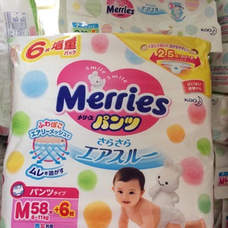 Bỉm quần Merries size M 58+6